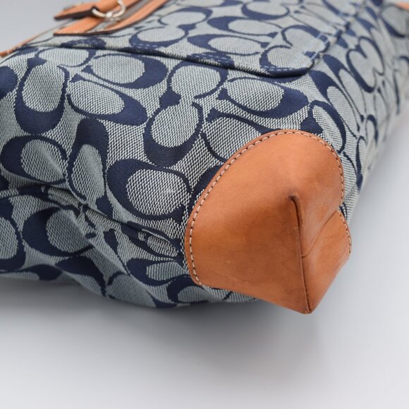 VINTAGE 2001 Coach Signature "C" Denim Blue Jacquard Canvas Tote - Picture 10 of 16